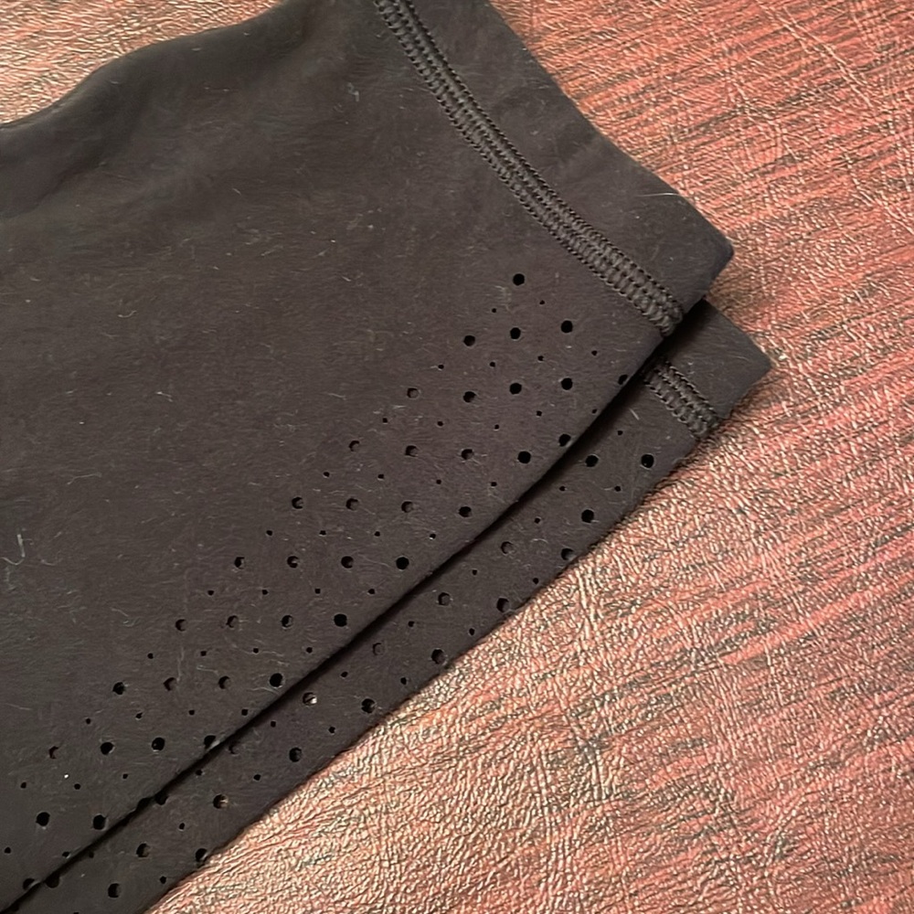 Black Leggings with Perforated Detail - Picture 3 of 7